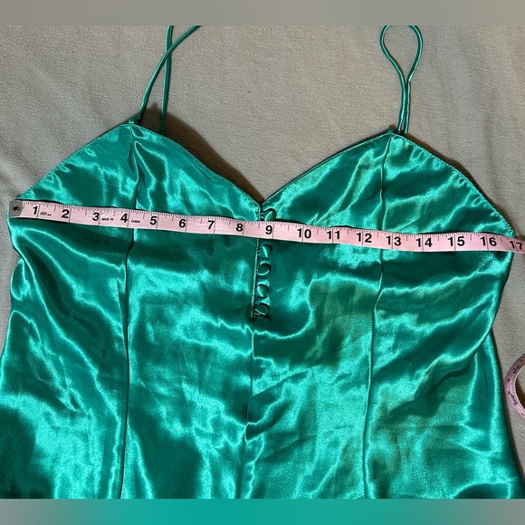 Vintage Kathryn V-Neck Midi Slip Dress size M Emerald Green Negligee Nightgown - Picture 5 of 5